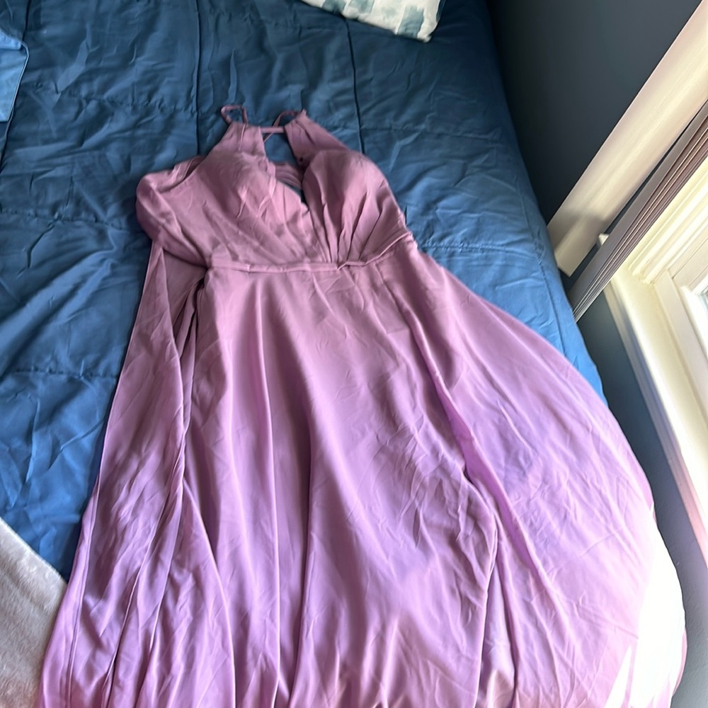 V neck purple dress
